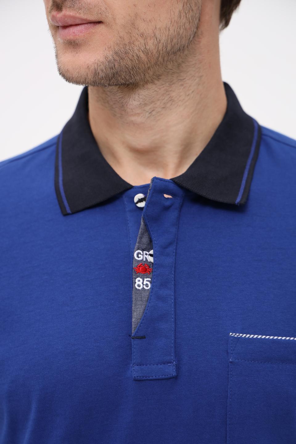 Поло Granchio синее с чёрным воротником