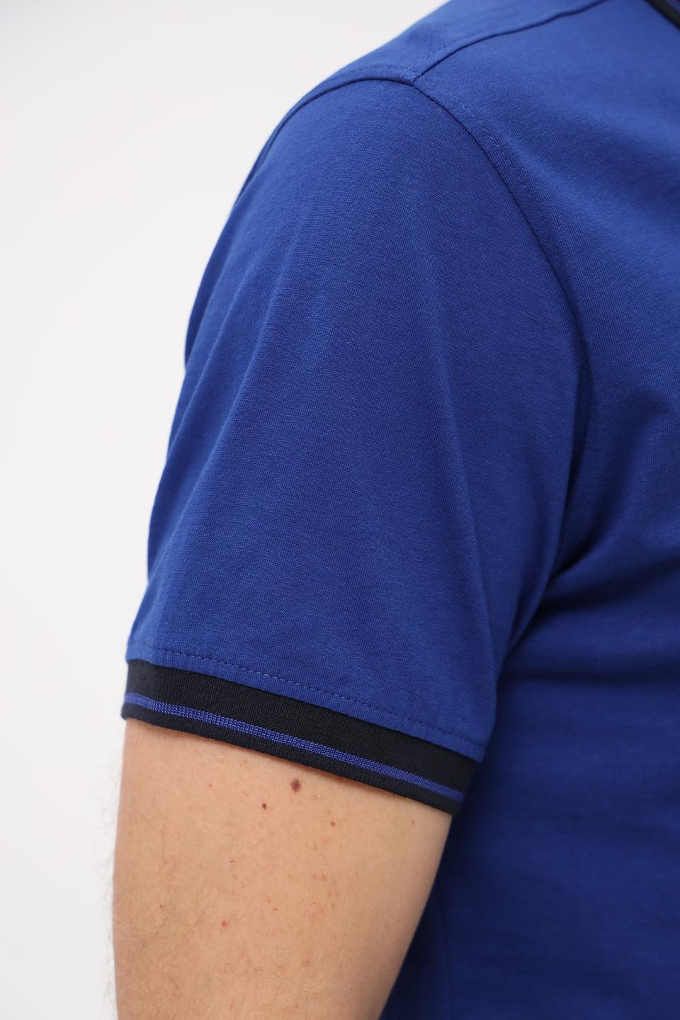 Поло Granchio синее с чёрным воротником