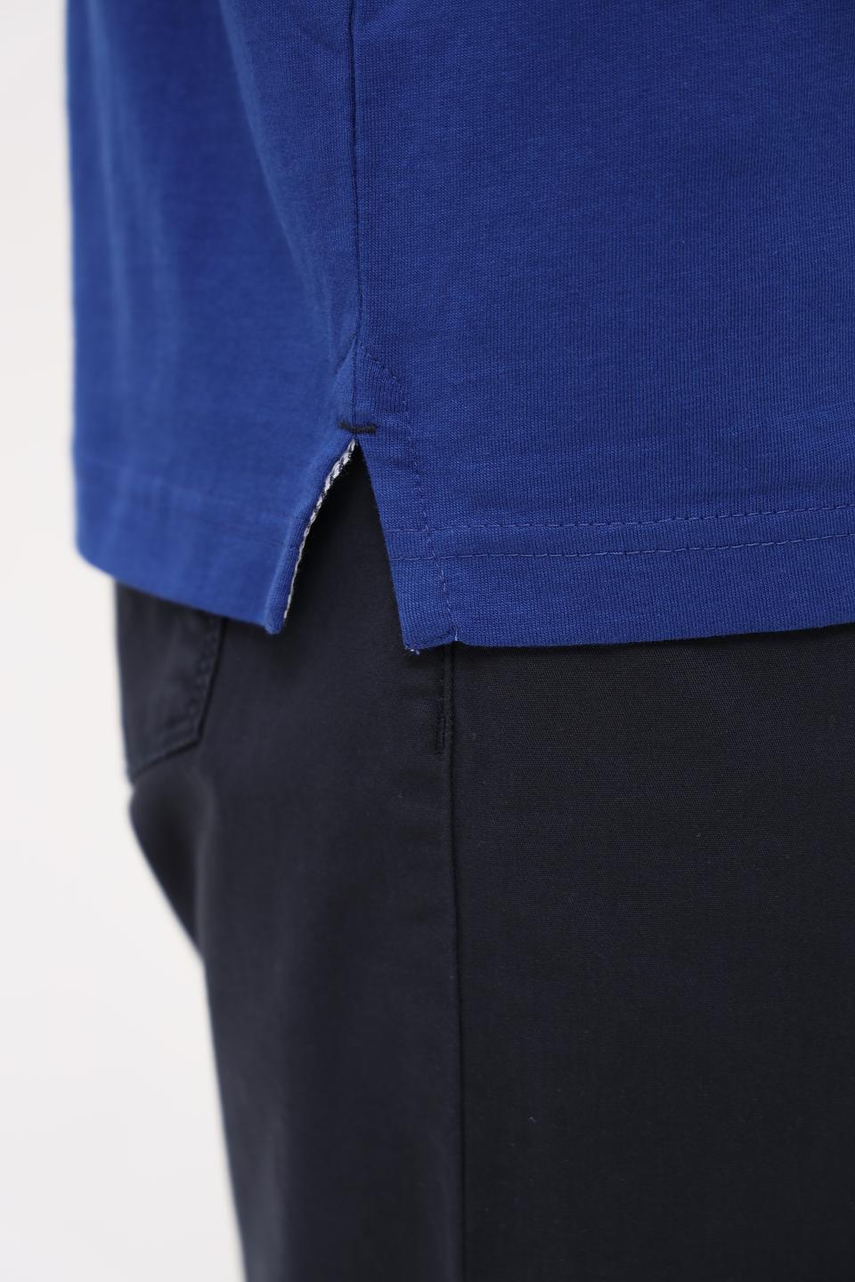 Поло Granchio синее с чёрным воротником