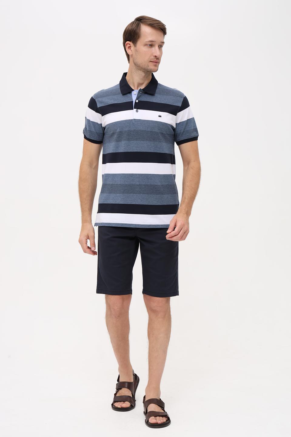 Поло Granchio в полоску синий