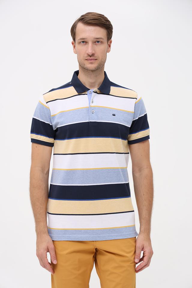 Поло Granchio в полоску синий