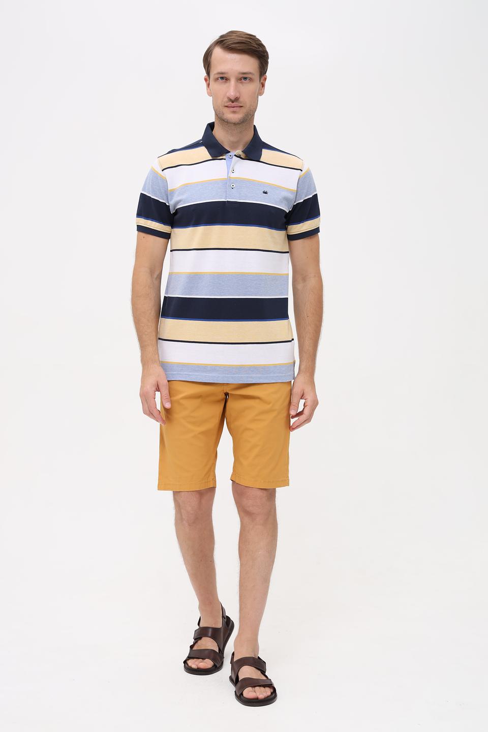 Поло Granchio в полоску синий