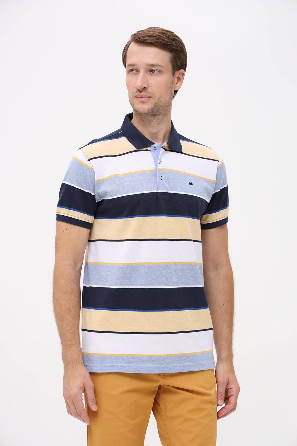 Поло Granchio в полоску синий