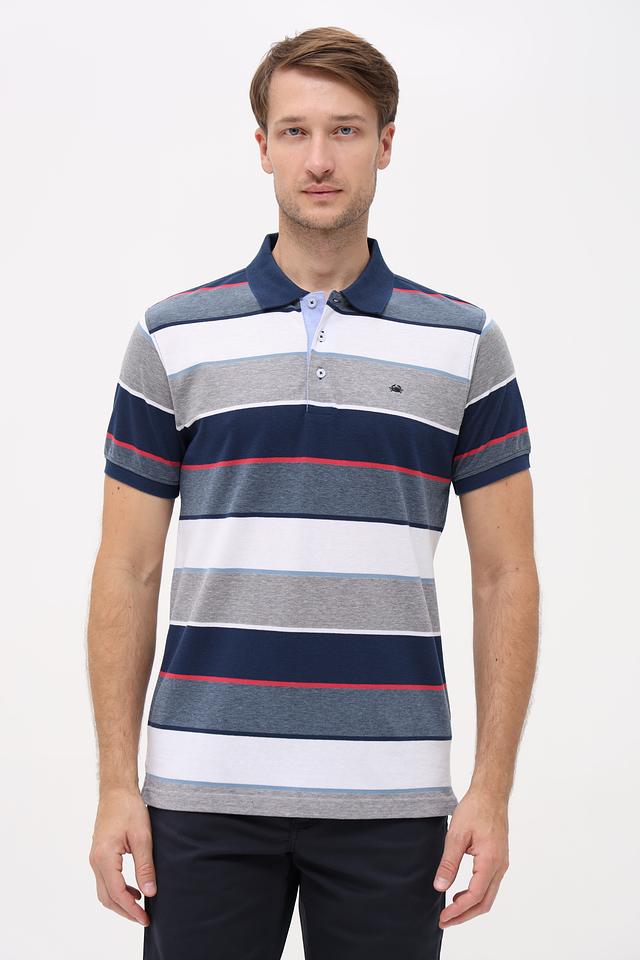 Поло Granchio в полоску синий