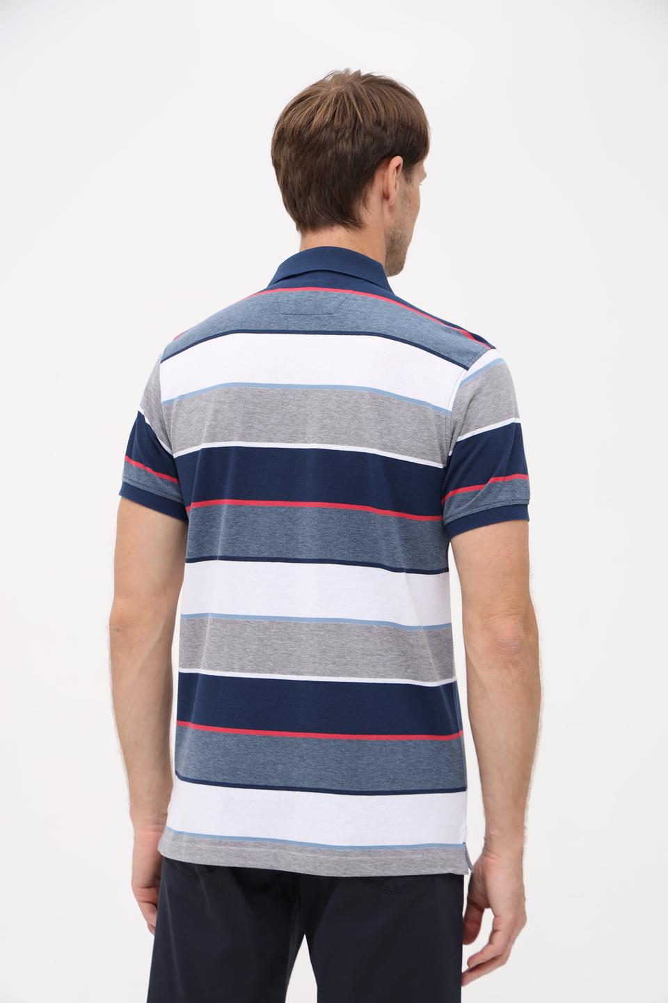 Поло Granchio в полоску синий
