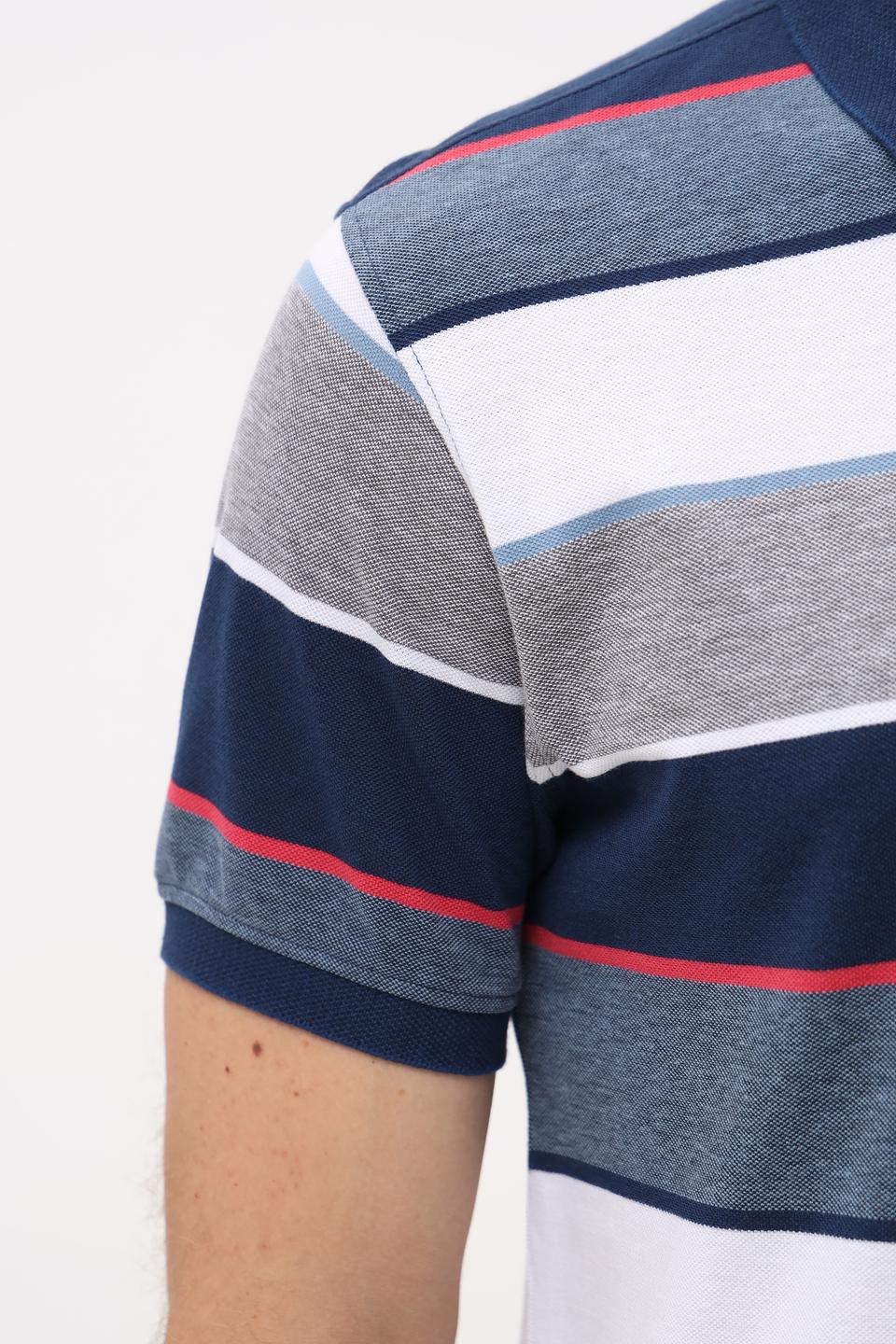 Поло Granchio в полоску синий