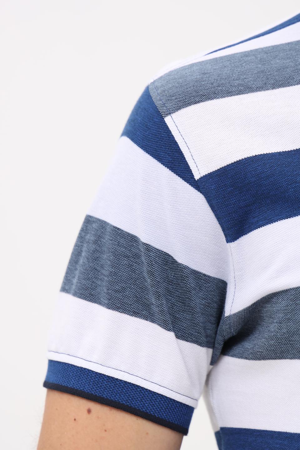 Поло Granchio в полоску синий