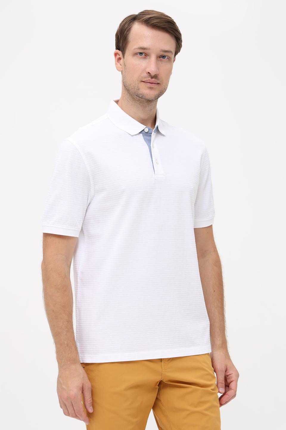 Поло Bugatti белый с фактурой