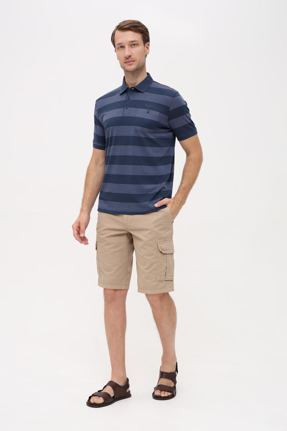 Поло Monte Carlo в полоску синий