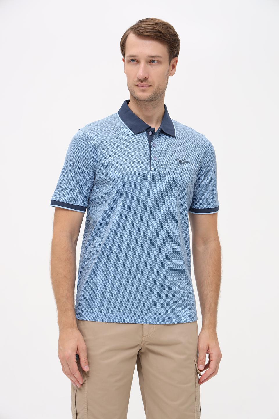 Поло Monte Carlo с узором голубой
