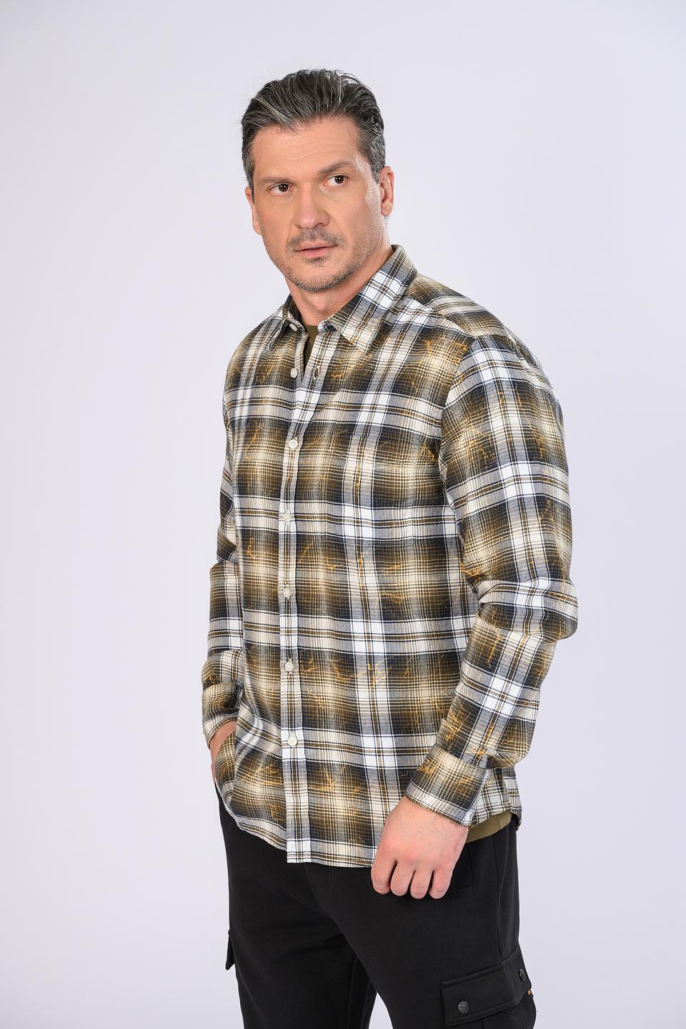 Рубашка Boss Orange в клетку горчичный
