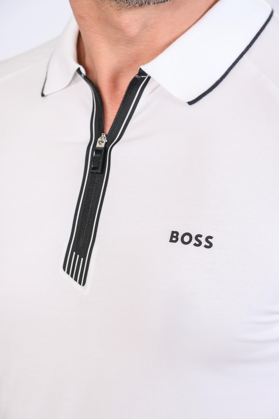 Поло Boss Green с молнией белый