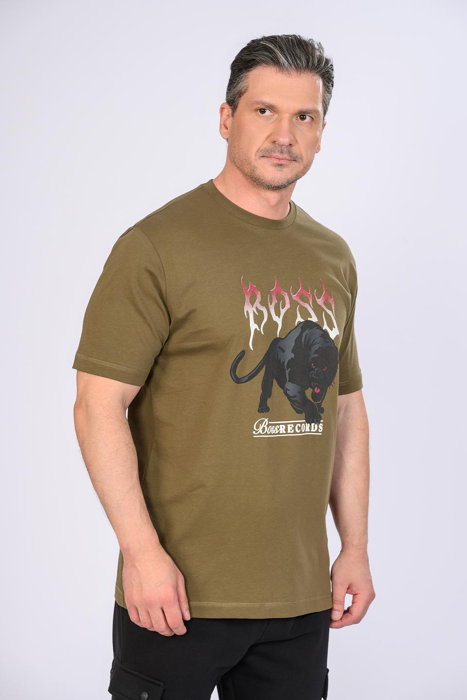 Футболка Boss Olive с пантерой