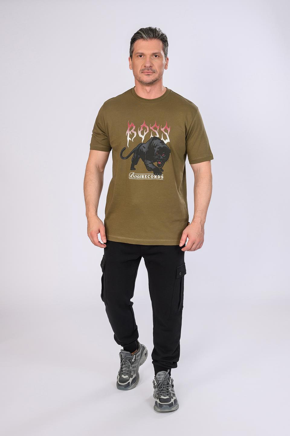 Футболка Boss Olive с пантерой