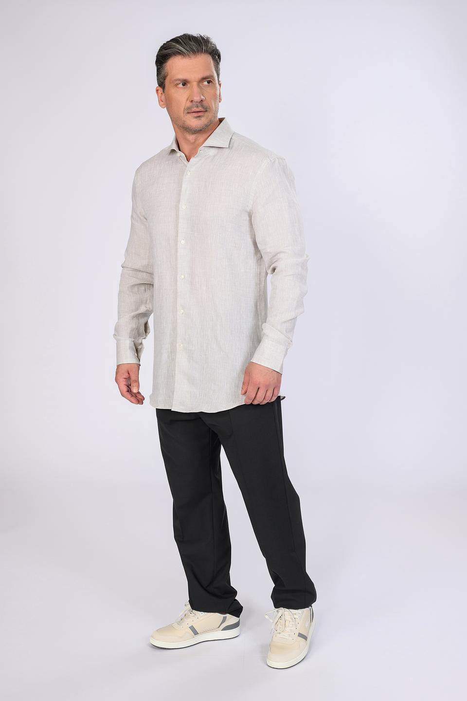 Рубашка Boss Black лён бежевый