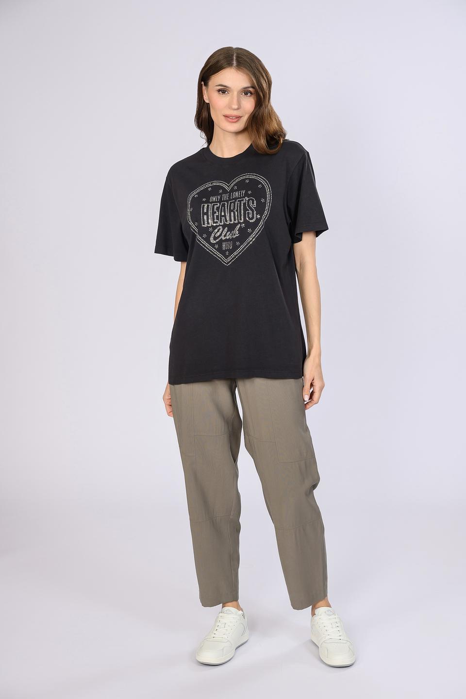 Футболка Hugo женская с логотипом чёрная