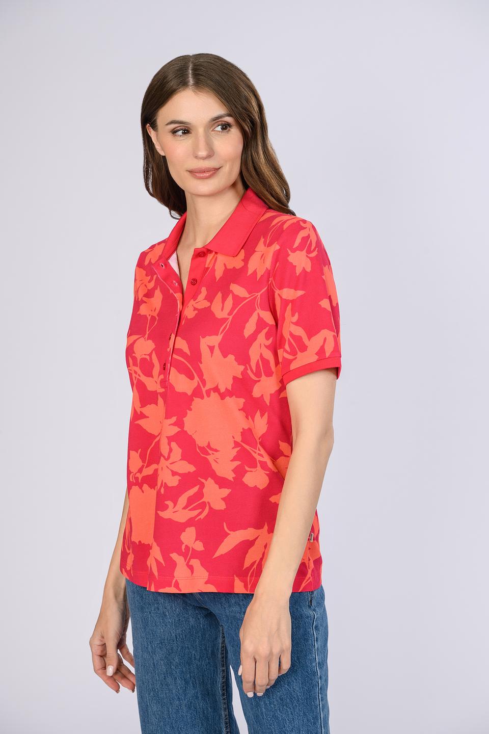 Поло Maerz с цветочным принтом коралловым