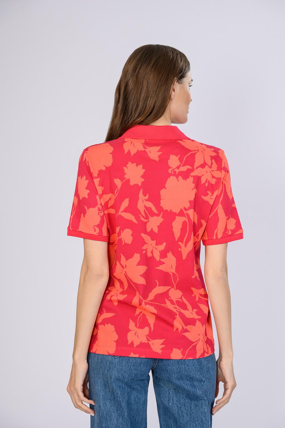 Поло Maerz с цветочным принтом коралловым