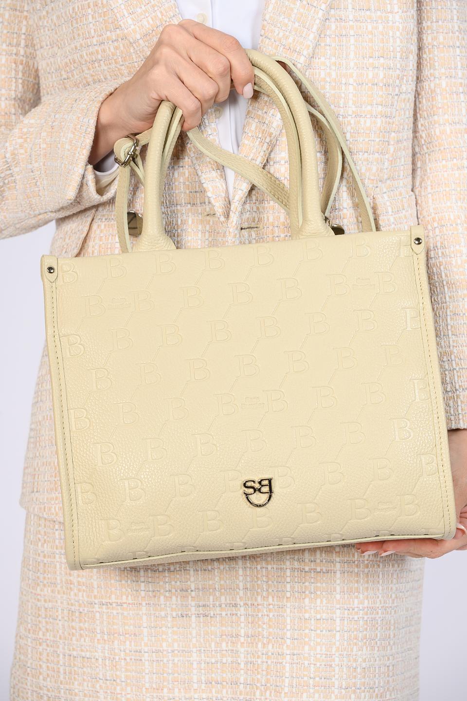 Сумка Sara Burglar с тиснением BB бежевая