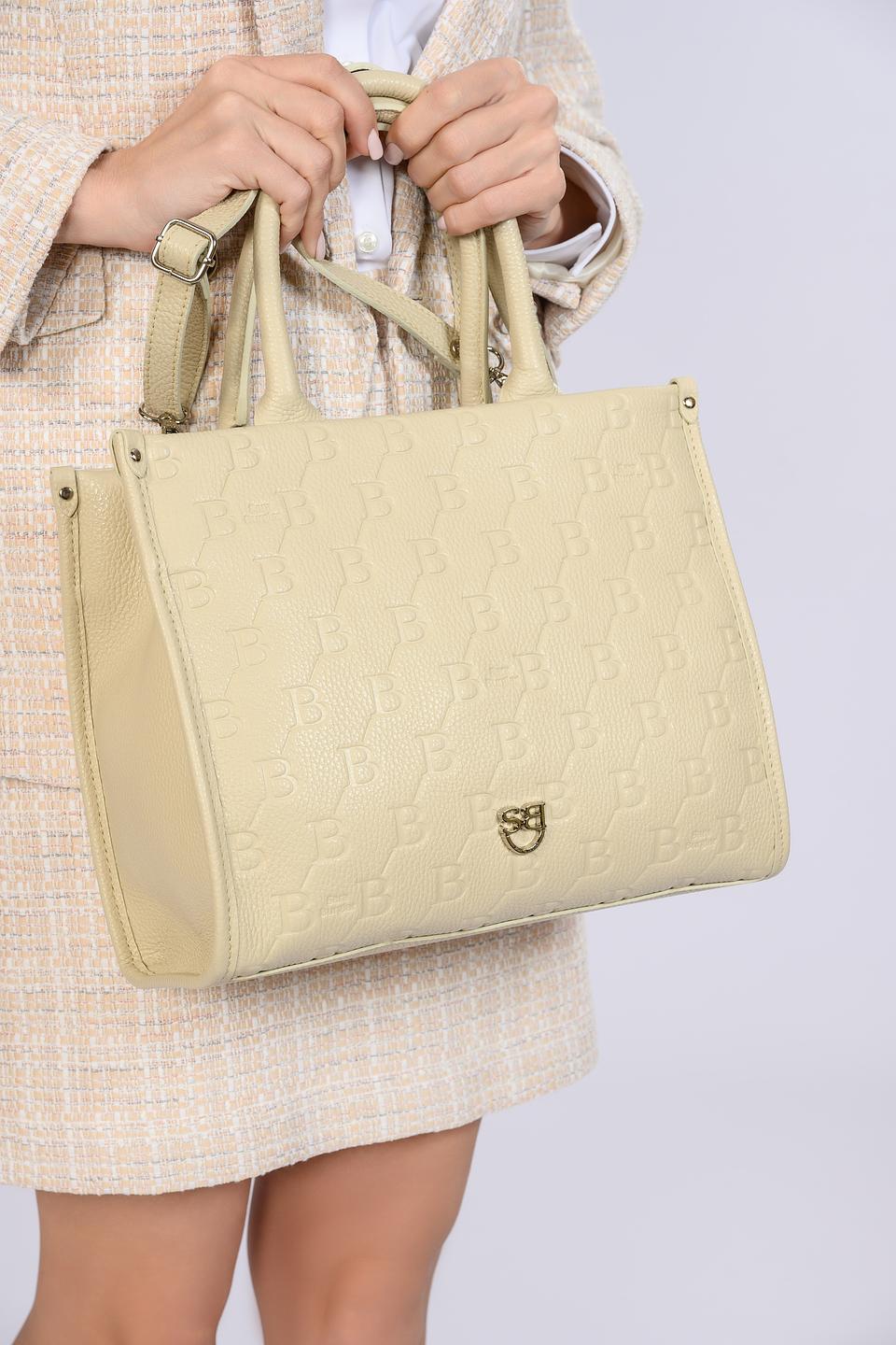 Сумка Sara Burglar с тиснением BB бежевая