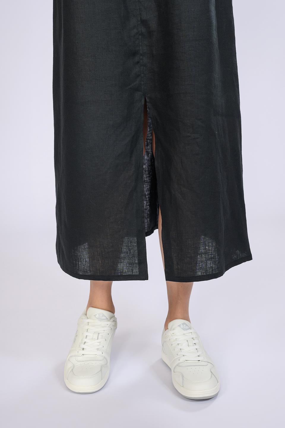 Платье Emka льняное чёрное на бретелях