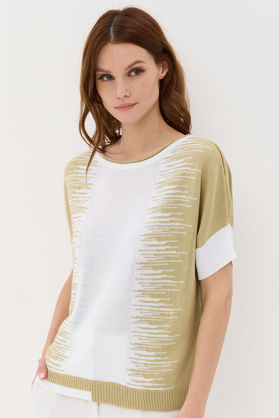 Джемпер VAY с полосками оливковый