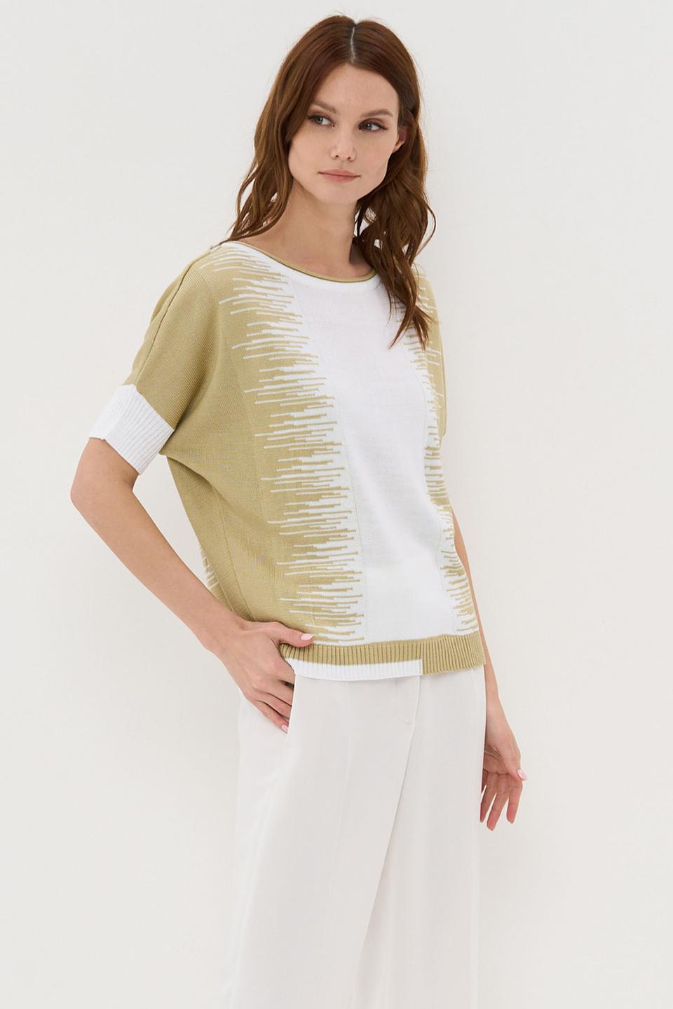 Джемпер VAY с полосками оливковый
