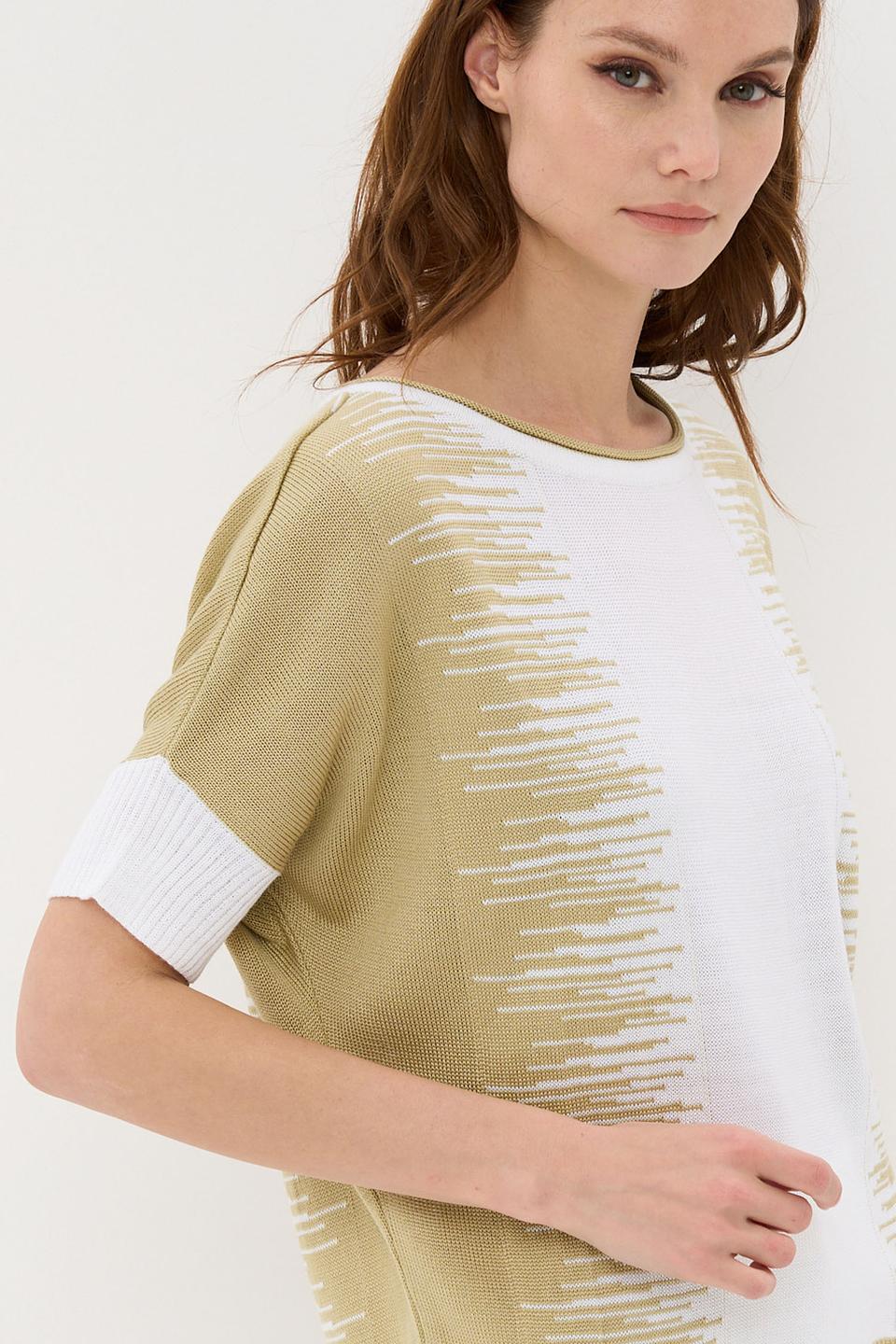 Джемпер VAY с полосками оливковый