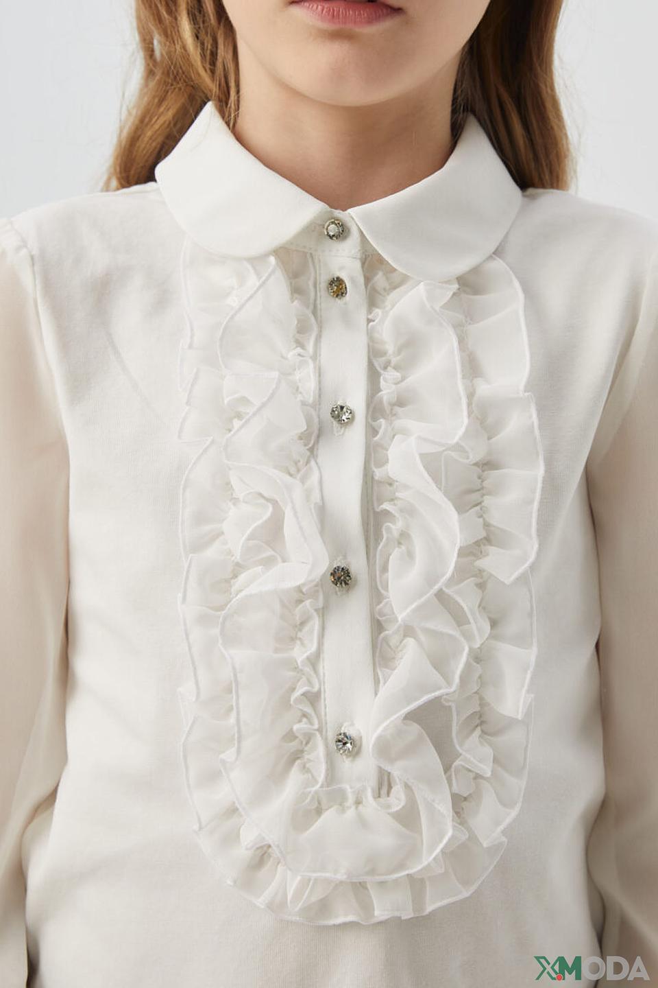 Блуза Choupette белая со сборками и стразами
