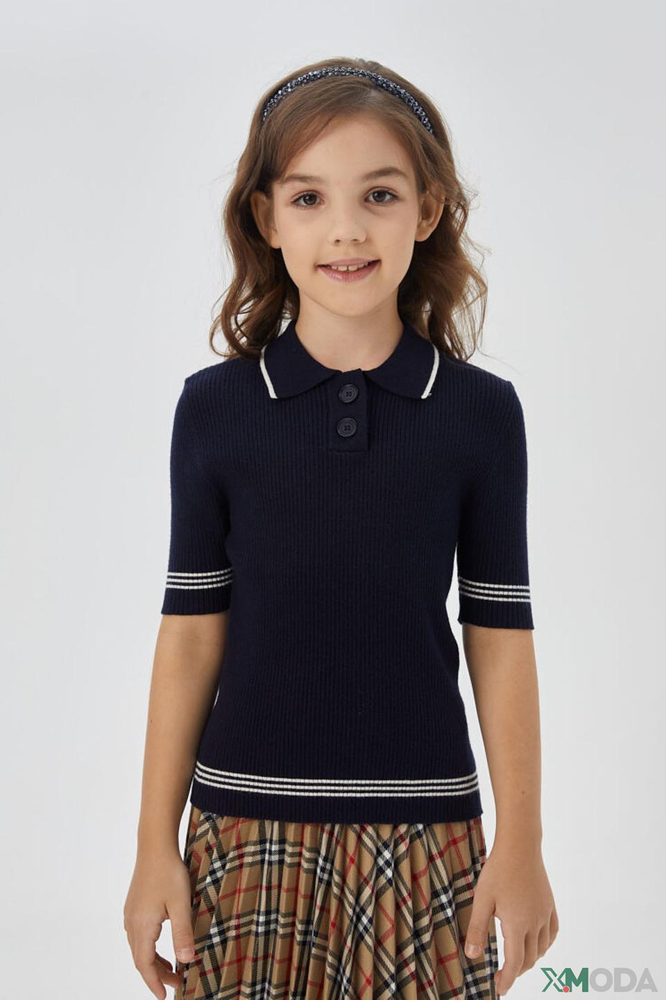 Пуловер Choupette с воротником-поло тёмно-синий