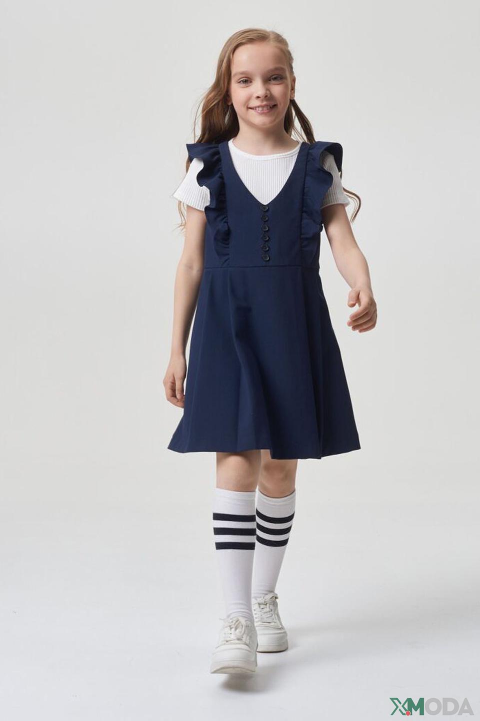 Платье-сарафан Choupette синий с воланами