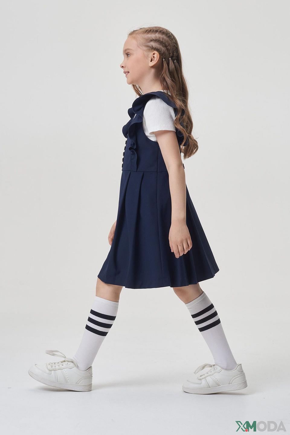 Платье-сарафан Choupette синий с воланами