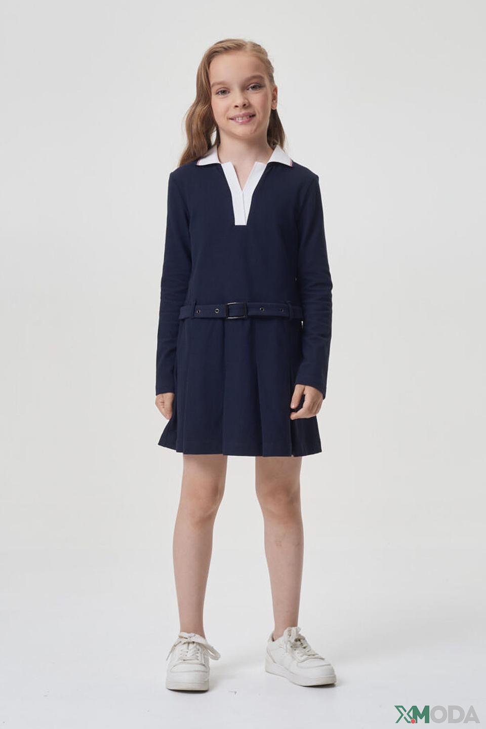 Платье Choupette дев. с воротничком синее