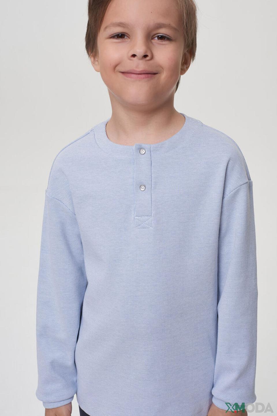 Футболка Choupette, голубая, с пуговицами, для мальчика
