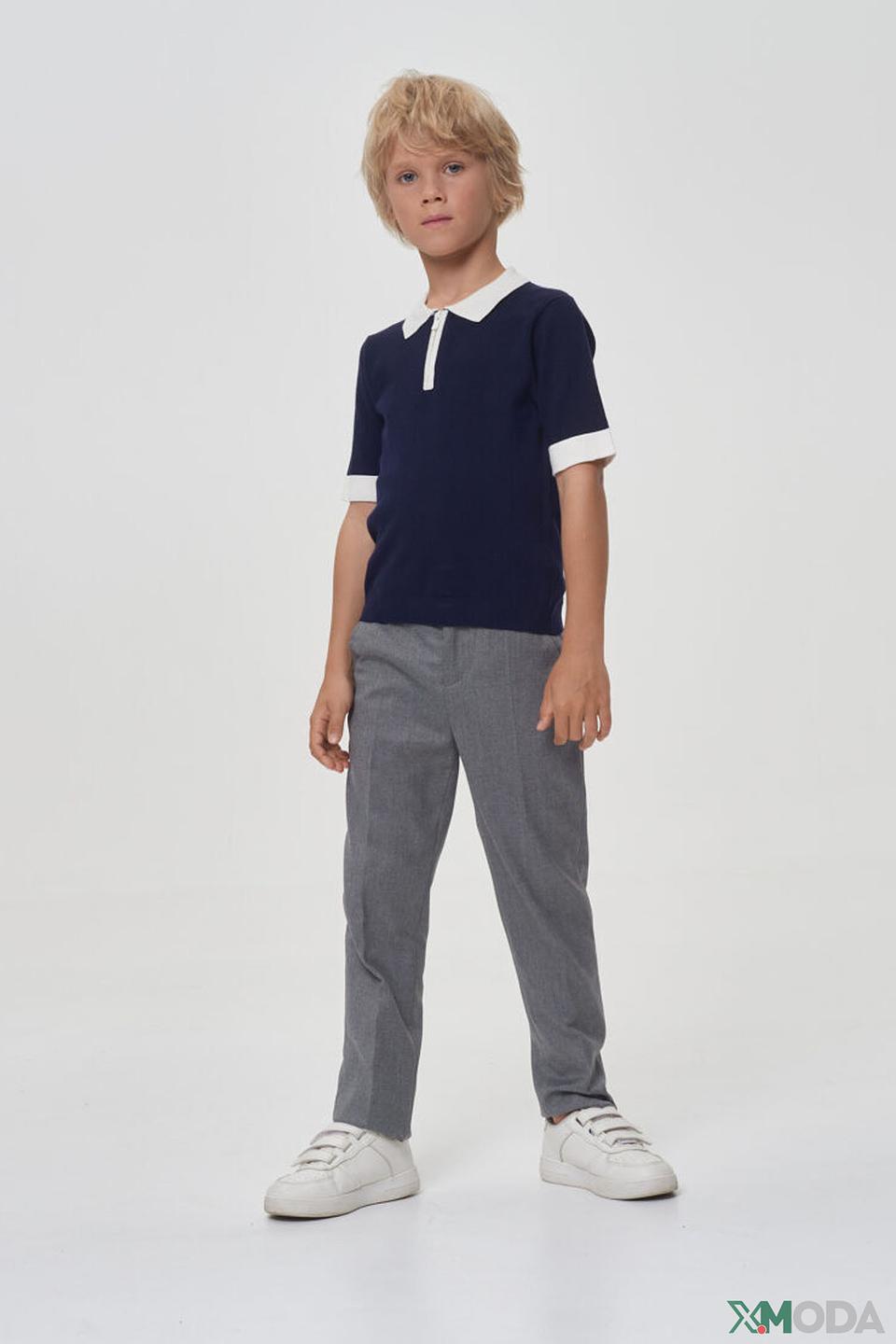 Поло Choupette синее с белым воротником и молнией