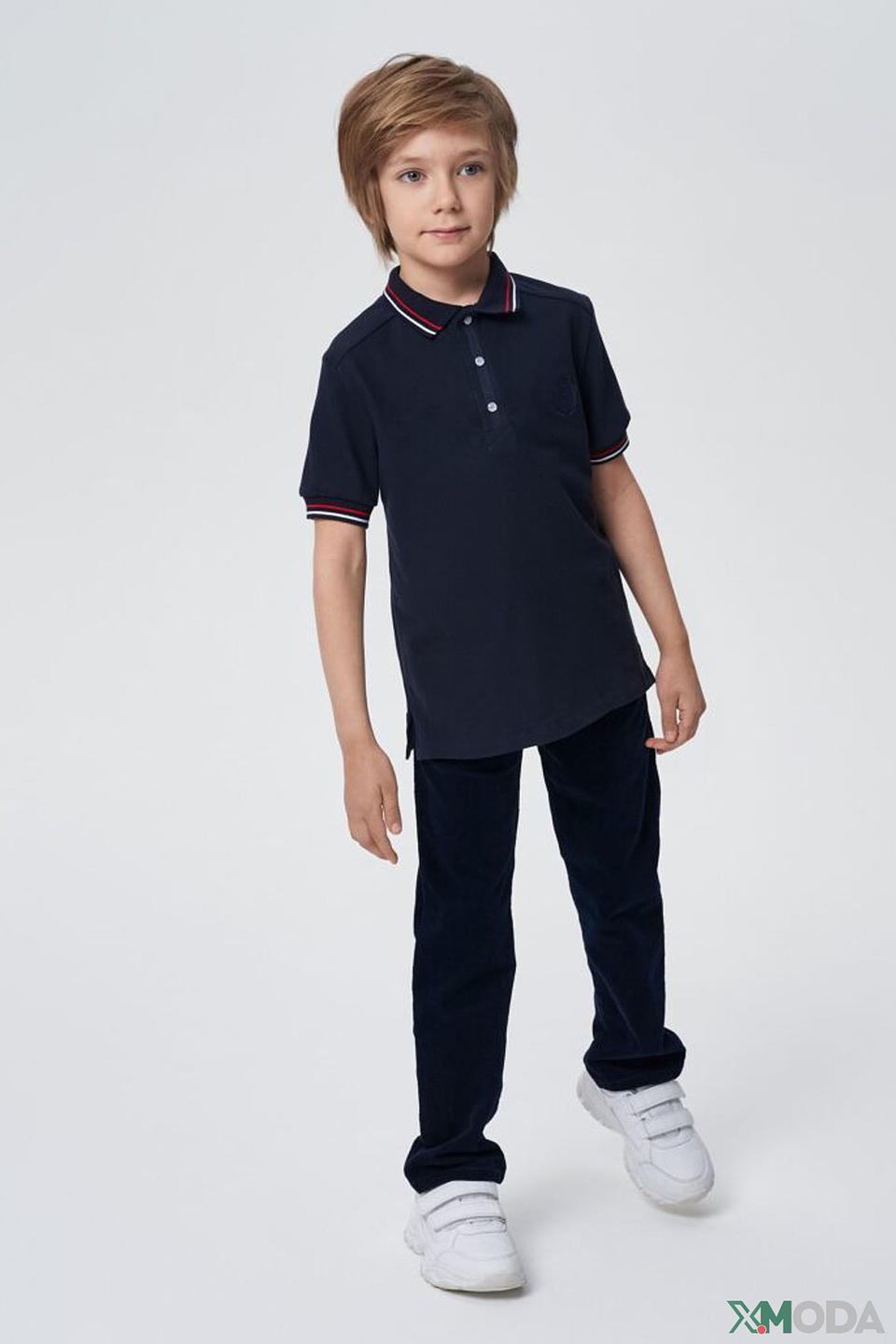 Рубашка-поло Choupette темно-синяя с вышивкой для мальчика