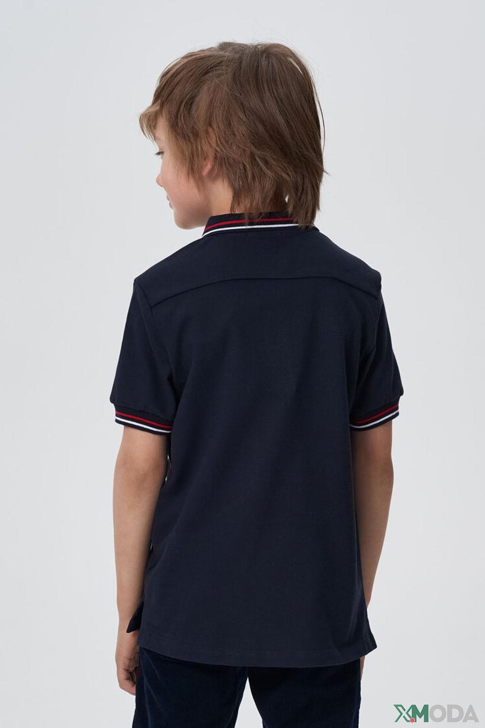 Рубашка-поло Choupette темно-синяя с вышивкой для мальчика