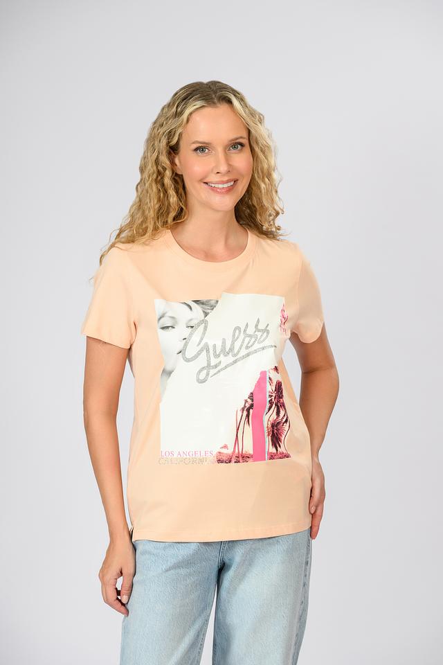 Футболка Guess с принтом персиковый