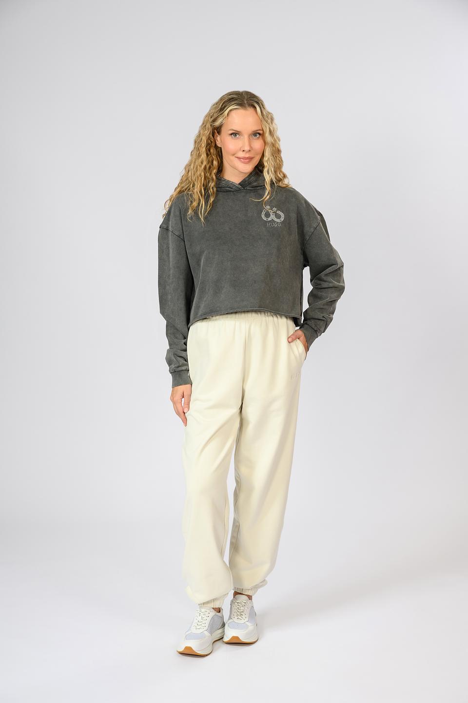 Худи укороченная Hugo серая