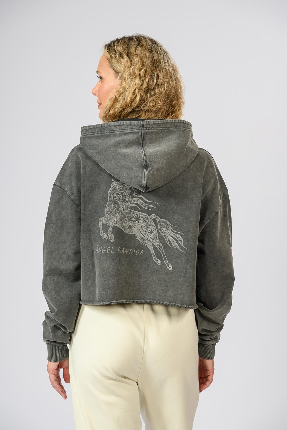 Худи укороченная Hugo серая