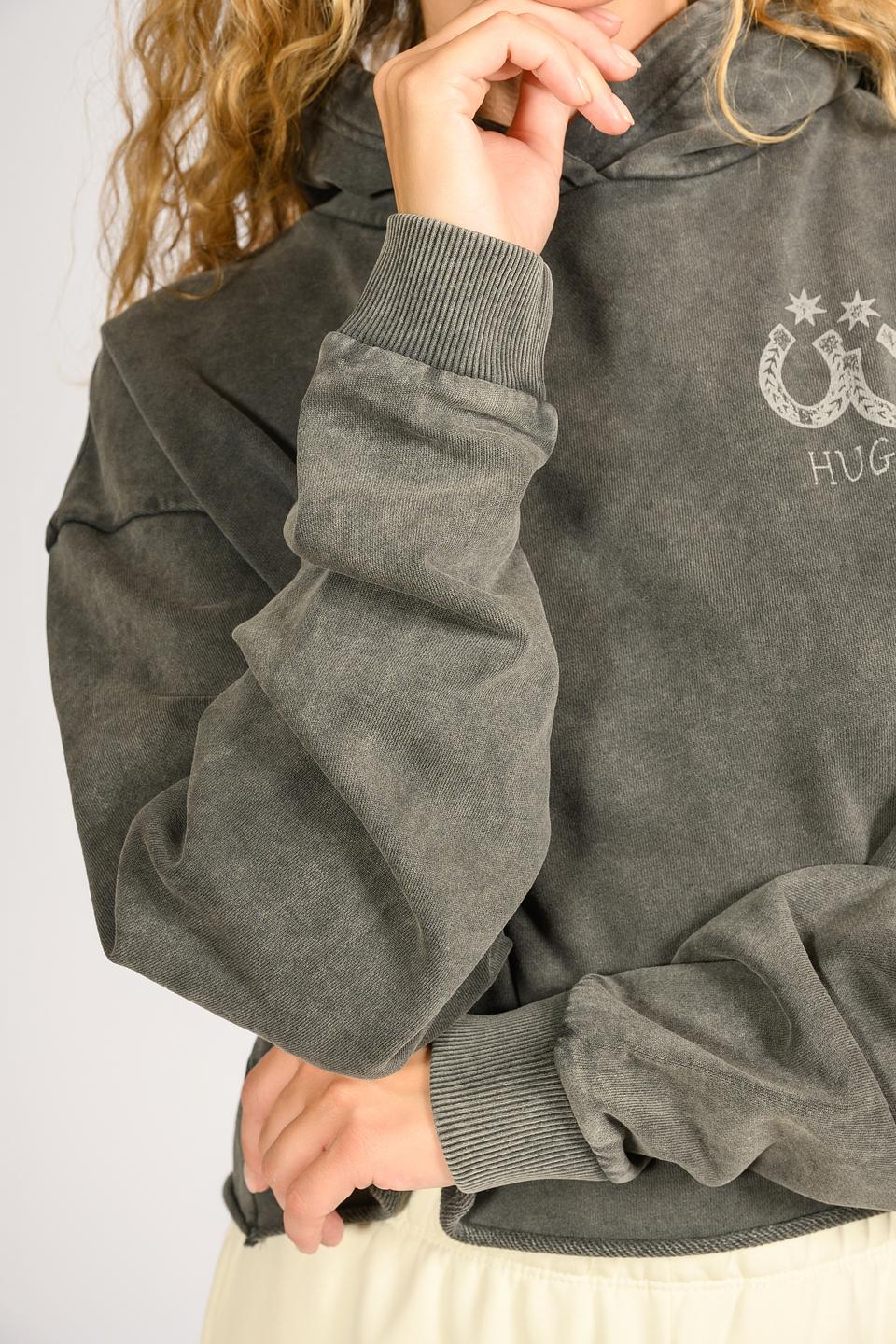 Худи укороченная Hugo серая