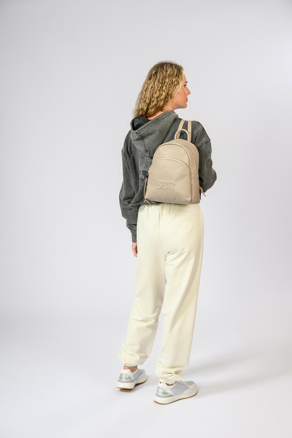 Рюкзак кожаный Sara Burglar бежевый