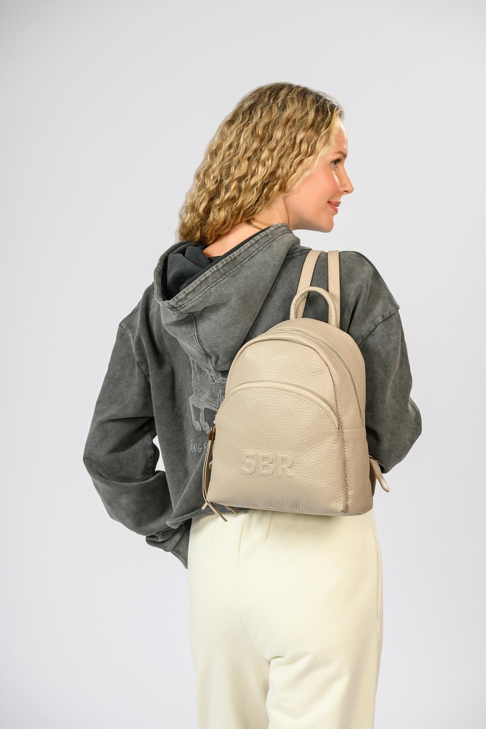 Рюкзак кожаный Sara Burglar бежевый