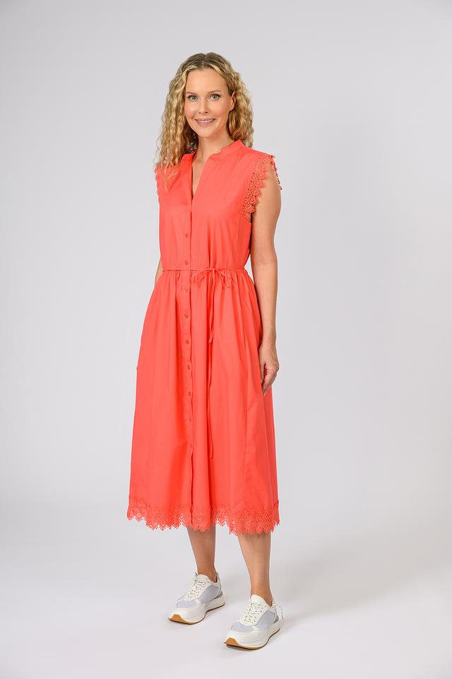 Платье Twin Set коралловое с кружевом