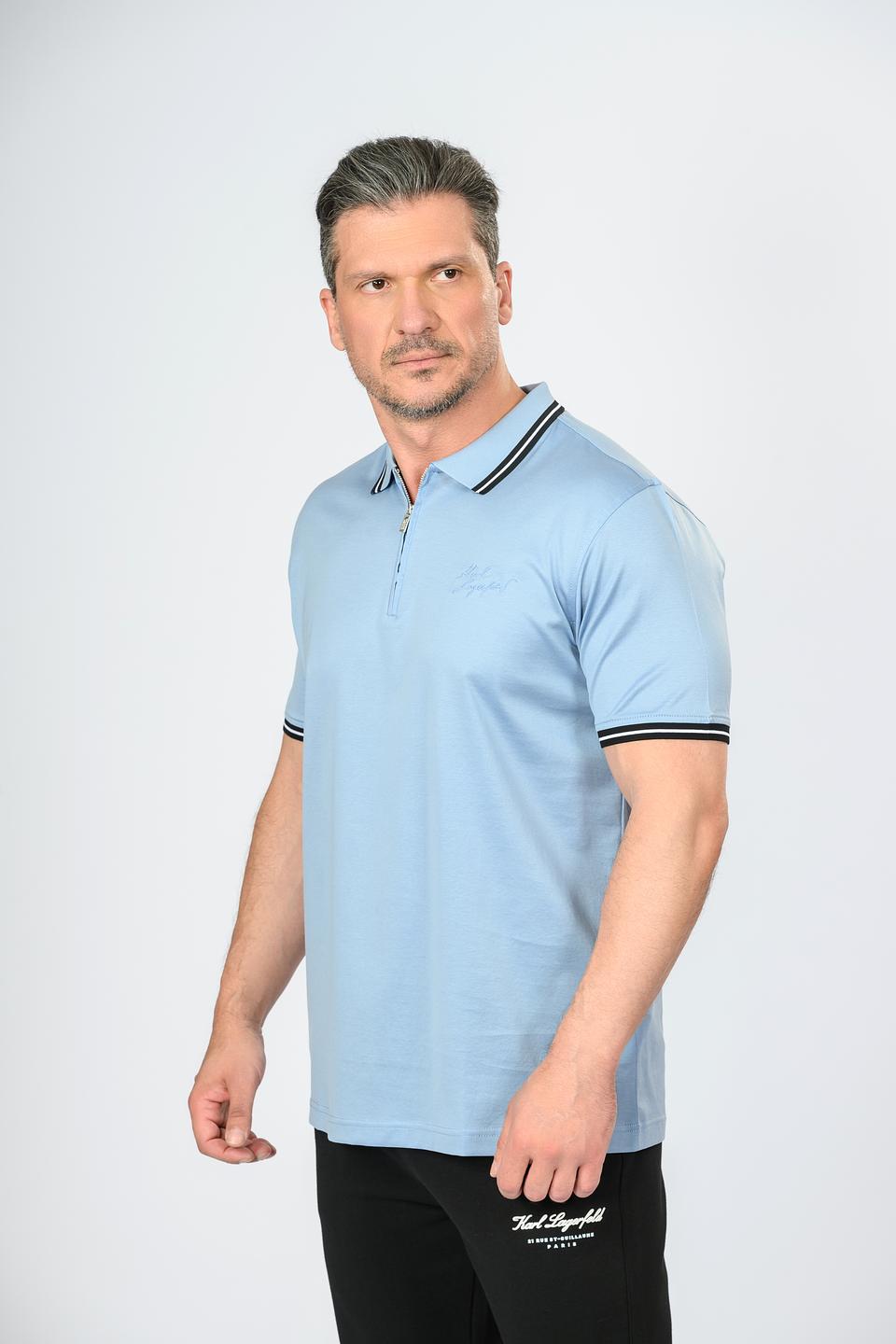 Поло Karl Lagerfeld голубое с молнией