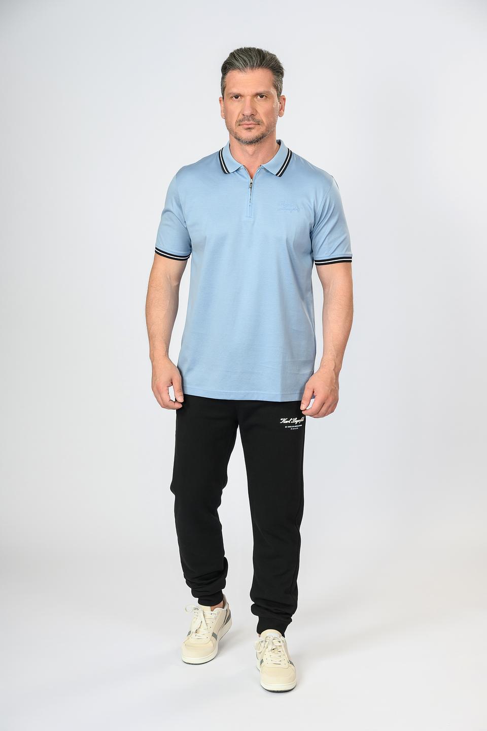 Поло Karl Lagerfeld голубое с молнией