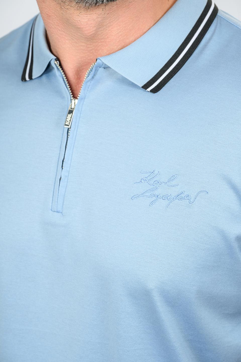 Поло Karl Lagerfeld голубое с молнией