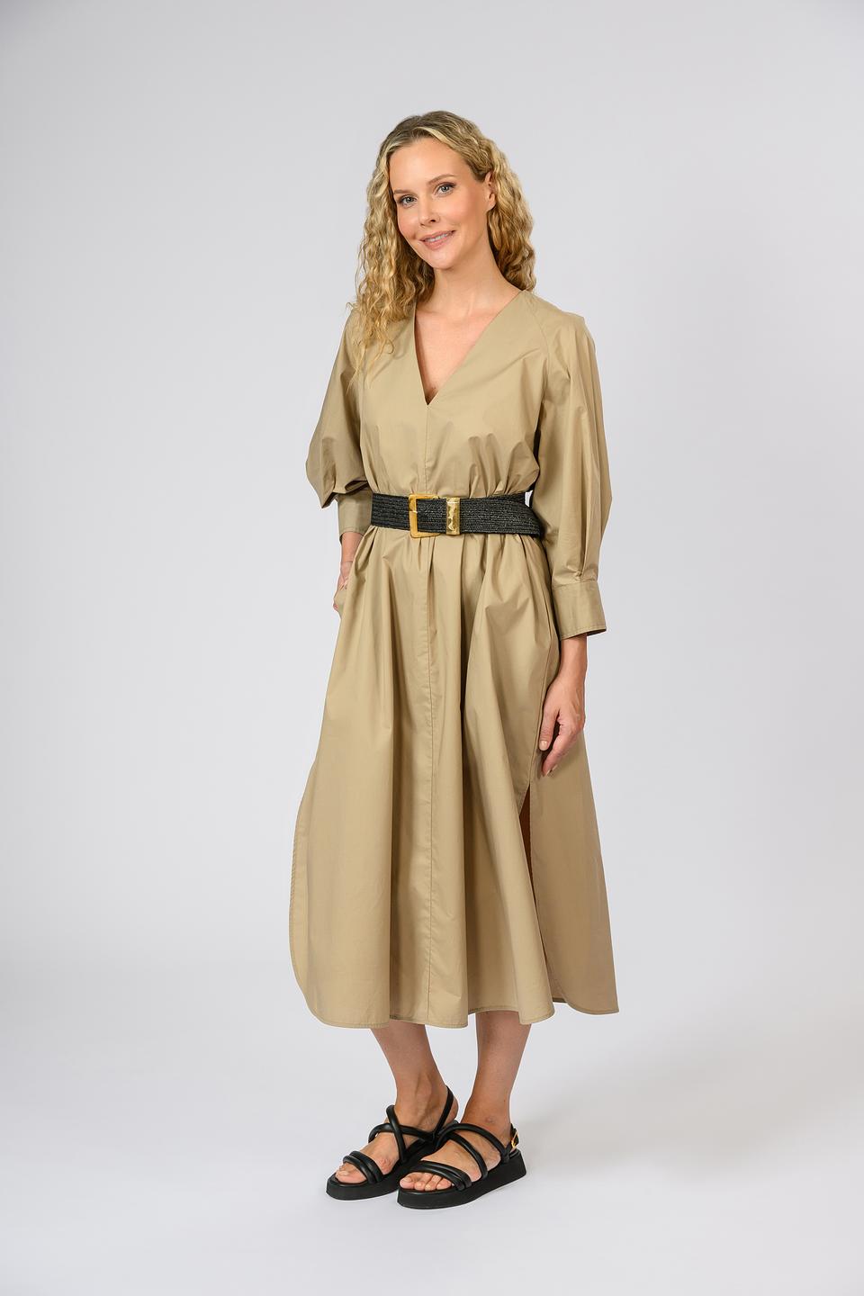 Платье Shade бежевое с поясом