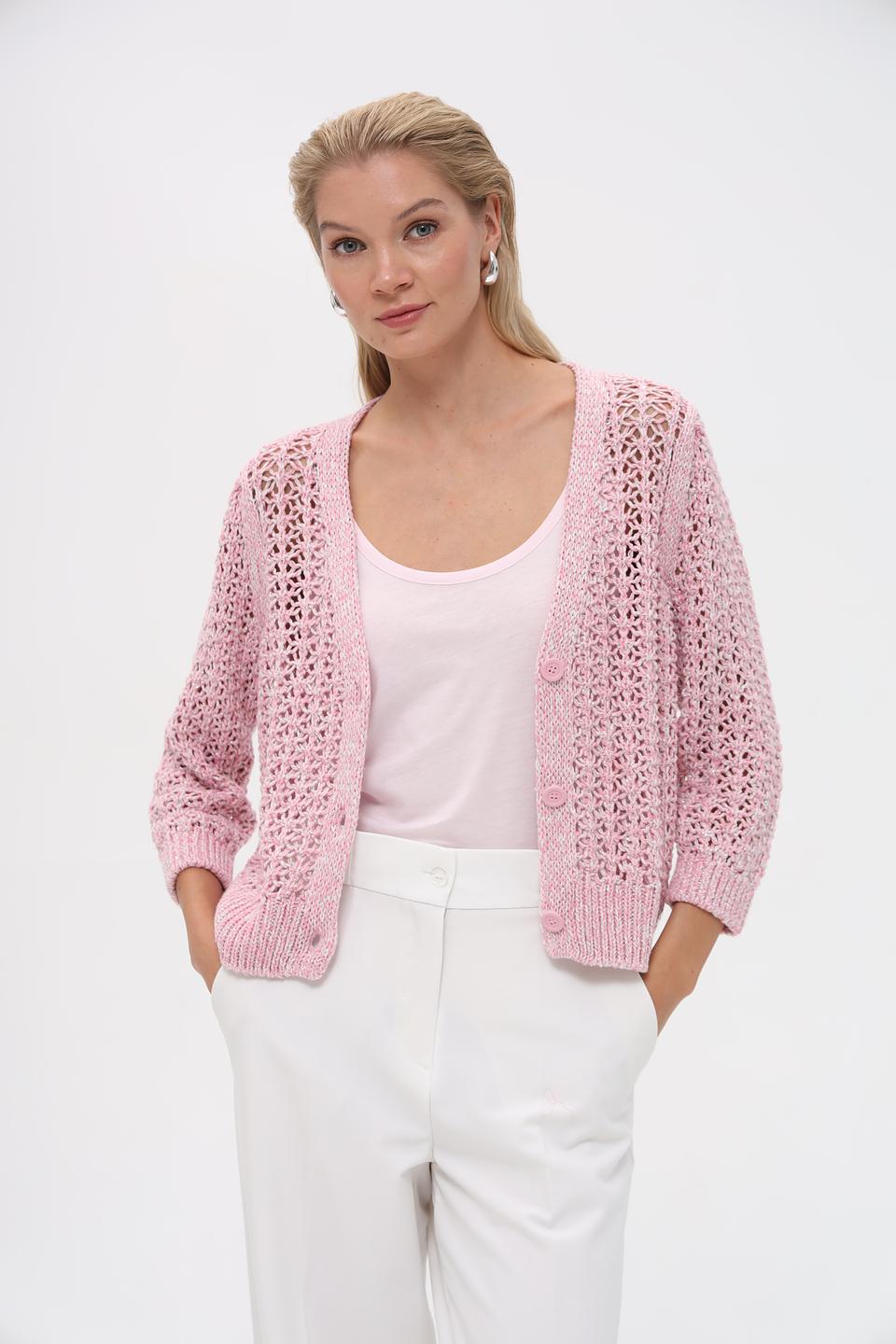 Жакет Monari розовый ажурный