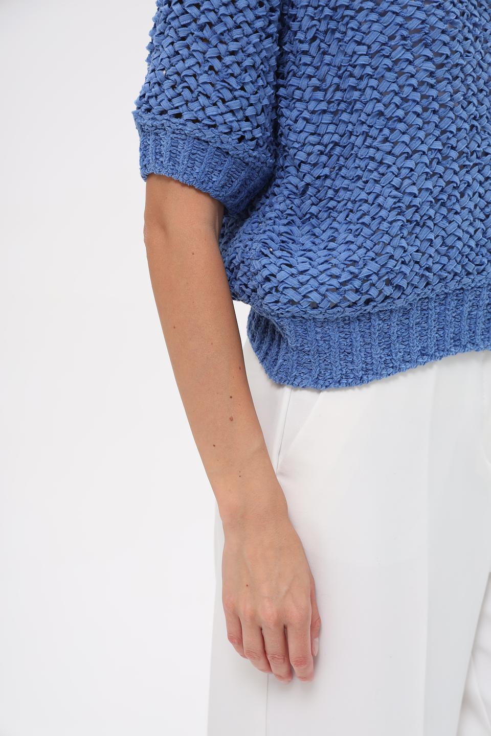 Пуловер Monari голубой ажурный